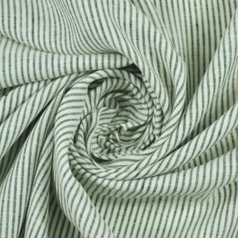 Coupon 300x153cm pur lin à rayures blanc et noir, fil teint
