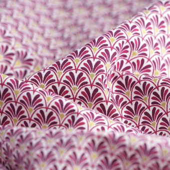 Tissu japonais éventails prune