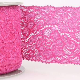 Dentelle élastique 80 mm fuchsia