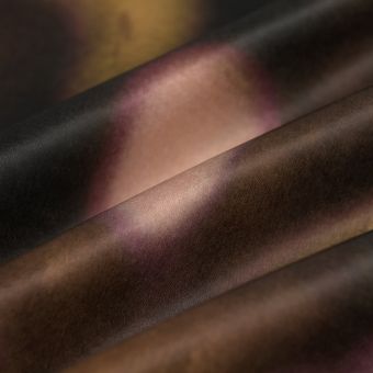 Tissu satin polyester recyclé floral découpe multicolore noir