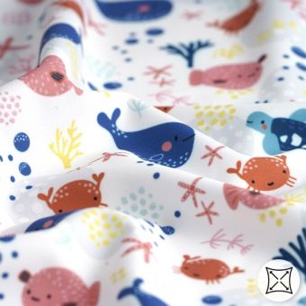 Tissu maillot de bain poissons crabes
