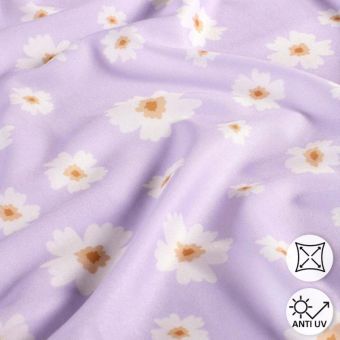 Tissu maillot de bain anti-uv recyclé marguerite mauve