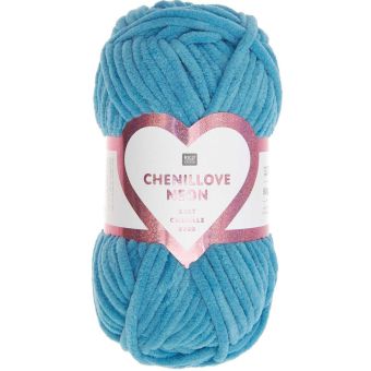 Fil à crocheter Chenillove bleu néon 008 55M - Rico Design