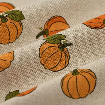 Tissu bachette linen look citrouille orange 