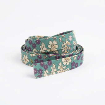 Ruban 1,5cm x 2m thermocollant fleuri bleu
