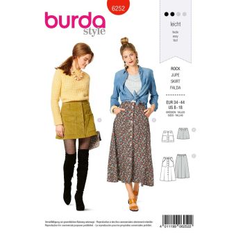 Patron Burda 6252 Jupe évasée pour femmes du 36 au 46