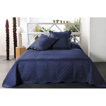 Boutis contemporain bleu marine - 250x260cm - Bleu marine