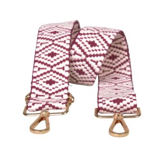 Bandoulière sangle de sac imprimé ethnique 40mmx140cm violet lilas