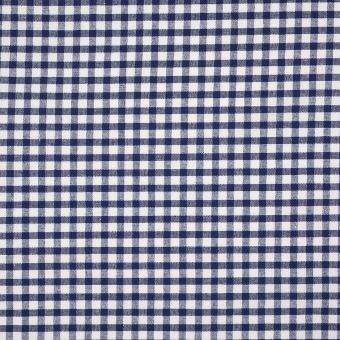 Tissu coton vichy marine et blanc