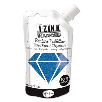 Peinture textile 3D paillettes izink diamond bleu 80 ml