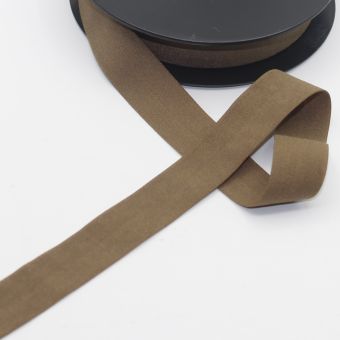 Biais elastique doux ultra fin taupe 20 mm