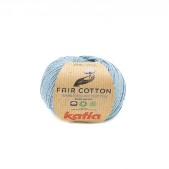 Pelote de fil à tricoter bio Fair Cotton bleu gris - Katia