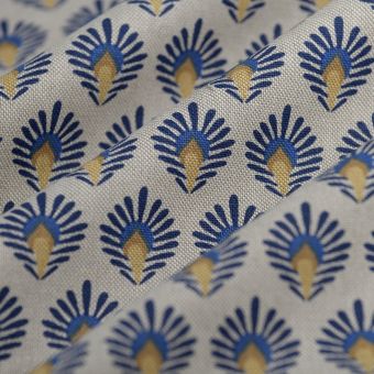 Tissu bachette linen look Peacock bleu