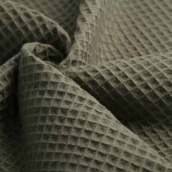 Tissu nid d'abeille Maya kaki 