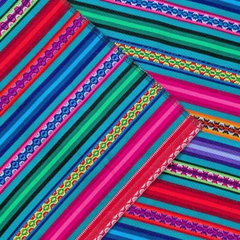 Tissu andin JAUJA – Aguayo TURQUOISE au mètre – textile Inca