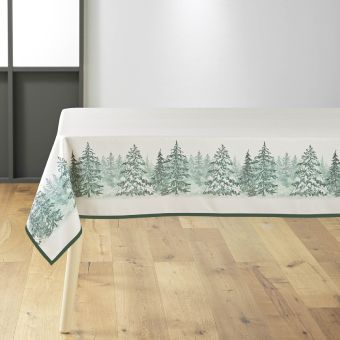Nappe Rectangle Infroissable Christmas Sapins Antitache 150 x 300 cm