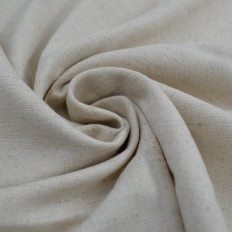 Tissu demi natté coton et lin chiné écru