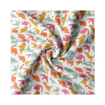Tissu coton enfant dinosaures multicolores vendu par 50 cm
