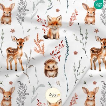 Tissu Minky Lisse Forêt Enchantée Mixte vendu au mètre