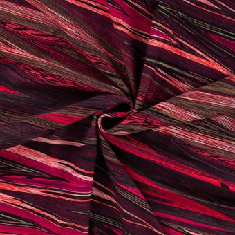 Maille jersey viscose lourde imprimée digitale rayure zig zag rose fuchsia