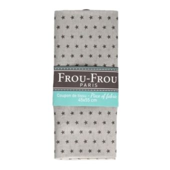 Coupon tissu 100% coton étoile 45x55cm gris