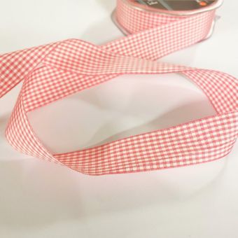 Ruban vichy 25 mm rose