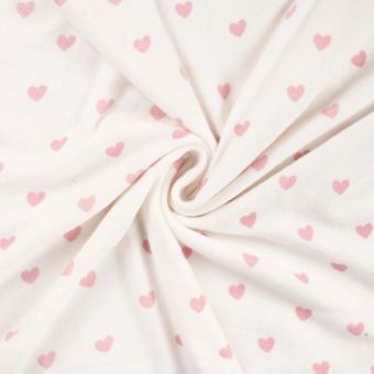 Maille jersey endroit effet éponge imprimée petit cœur rose