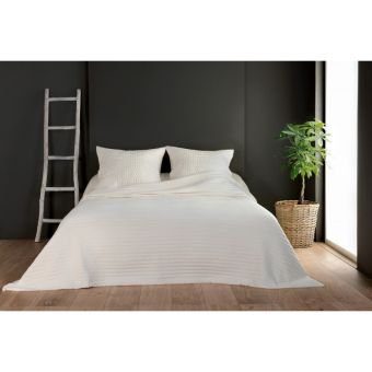 Jeté de lit ivoire capitonné style boutis - 250x260cm - Ecru