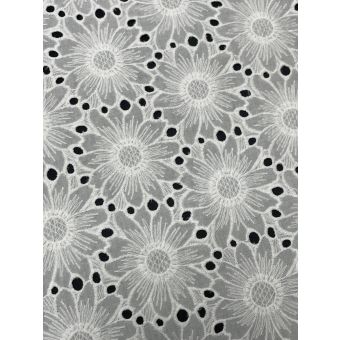Broderie anglaise motif marguerites, coloris Blanc