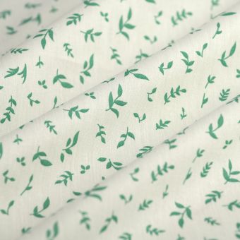 Tissu popeline viscose végétal bicolore vert écru