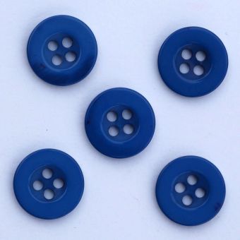 Boutons Unis avec 4 Trous en Resine 13mm - Lot de 10 - Bleu Roi