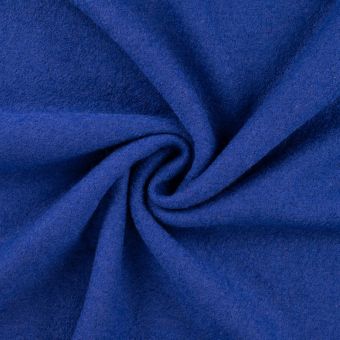 Tissu laine bouillie uni bleu