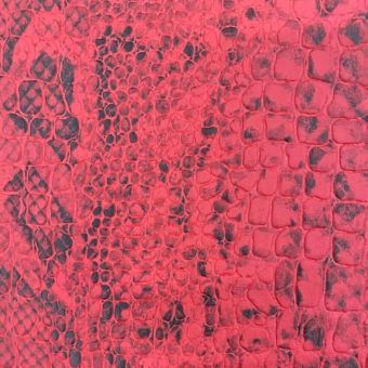 Tissu Simili cuir lourd imprimé serpent rouge carmin