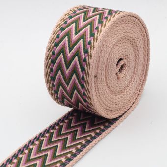 Sangle reversible zig zag 50mm rose vert violet