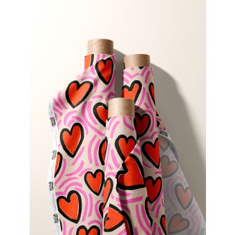 L’ATTRAPPE COEUR ROUGE AMOUREUX FRENCH TERRY AU METRE