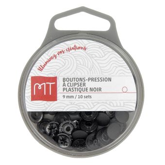Boutons-pression en plastique sans outil 9mm x 10 noir