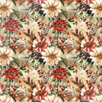 Tissu French Terry Noel Fleuri Jessica, coupon 1m x laize (145cm)