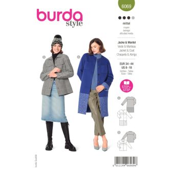 Patron Burda 6069 - manteau/veste,poches plaquées, surchemise