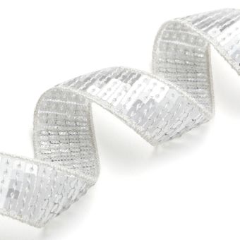 Ruban à sequins carrés - Argent 25 mm MT