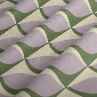 Tissu bachette géométrique 70 mauve vert