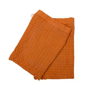 Lot de 2 gants de toilette nid d'abeille marron