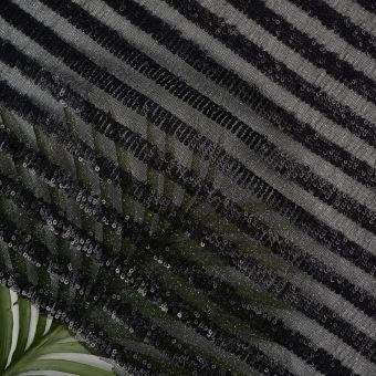 Tissu résille fantaisie sequin noir