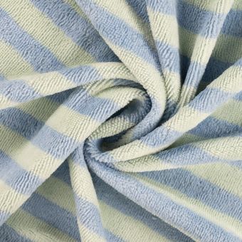 Tissu éponge viscose rayure tissé teint bleu et vert