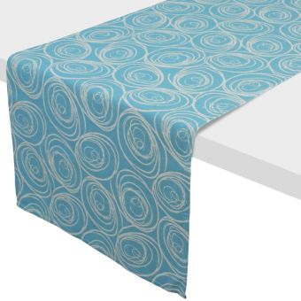 Chemin de table SPIRALE Jacquard Bleu