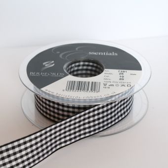 Ruban Vichy 25mm - Noir