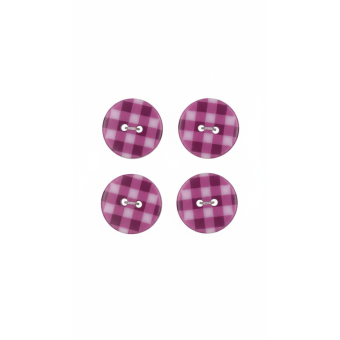 Lot de 4 boutons vichy rose foncé 18 mm