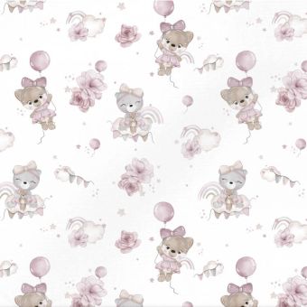 Coupon De Toile Coton Imprimé Oursons Matelots Vintage - 1,35 M X 45 Cm, Origine France