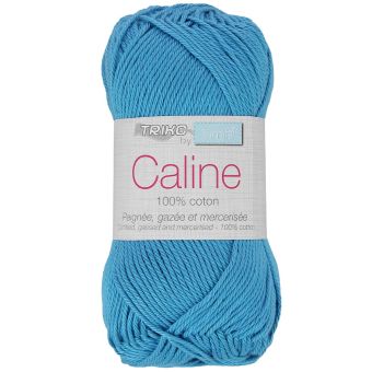 Pelote fil à tricoter Caline 50g 100% coton mercerisé - Col. 142 Bleu Ciel