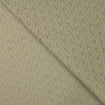 Tissu broderie Anglaise géométrique kaki