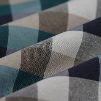 Tissu tisse teint carreaux bleu